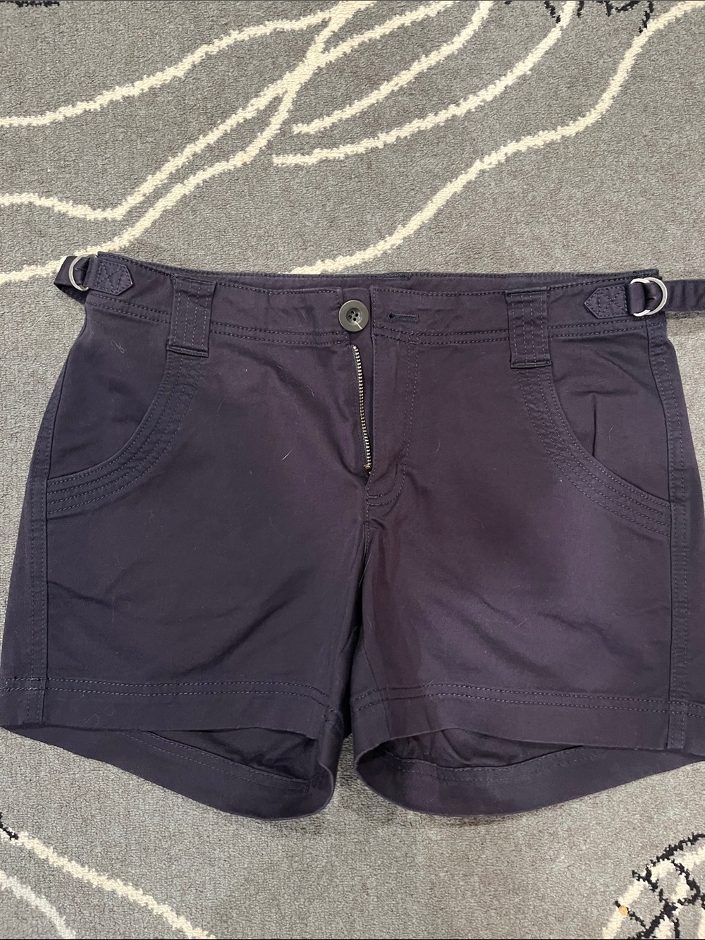 Athleta Navy Blue Casual Shorts with Side Buckles